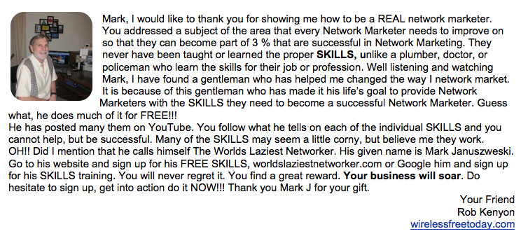Rob Kenyon Testimonial about The Worlds Laziest Networker Rob Kenyon Testimonial about The Worlds Laziest Networker